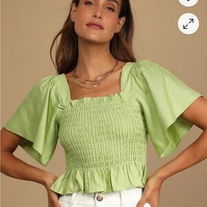 Lulus Sunshine Smocked Flutter Sleeve Top